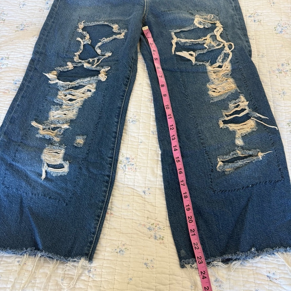 Pilcro Anthropologie Straight Leg Denim Jean Pant Distressed Boho Women’s 28 Raw - Picture 7 of 7